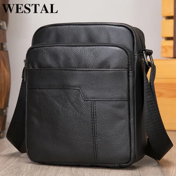 

WESTAL black shoulder bags for men men's designer bag genuine leather messenger bag men brand flap for ipad leather bag male 760
