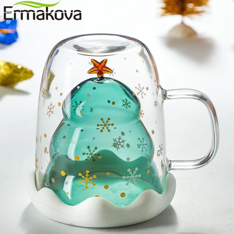 ERMAKOVA Рождественская елка кофейная кружка с двойными стенками Изолированная