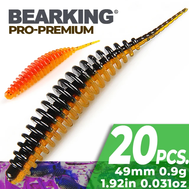 BEARKING 4.9cm 0.9g 20pcs Soft Rubber Bait Fishing Lure Jig Wobbler Soft  Worm Carp