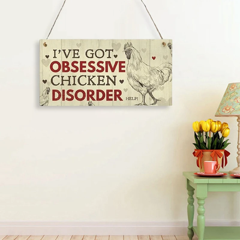 1pcs Wood Chicken Coop Hanging Plates Chicken Signs Letter Print Gift Home As Picture Decor Square Plaque Chicken Hen Sign