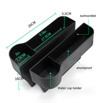 

2pcs Car Seat Gap Catcher Organiser Storage Box Pocket + Cup Holder Side Black