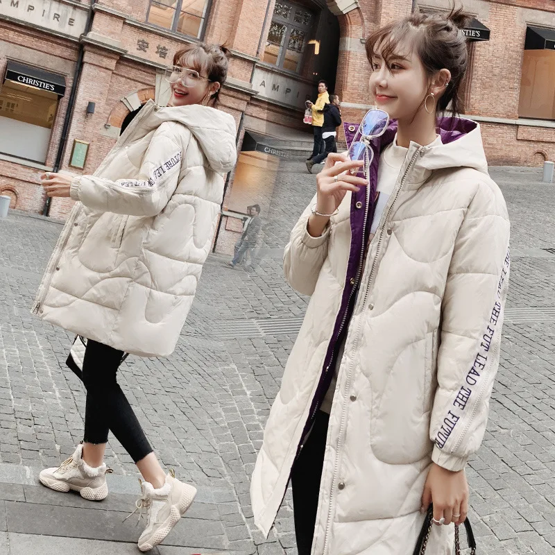 

Cotton Coat-Style Simple Versatile Slim Fit Mid-length Long Sleeve Trend Warm 2018 Winter