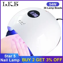 LKE 48 Вт Сушилка для ногтей УФ светодиодный светильник умный ЖК-дисплей мини-Сушилка для ногтей подходит для всех гелевых сенсоров для рук Сушилка для ногтей лампа для дизайна 72 Вт