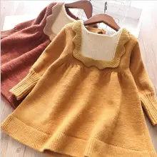 Платья-свитера для малышей; Осень-зима г.; хлопковое шерстяное вязаное платье для девочек; модные милые платья для маленьких девочек; детская одежда