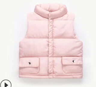 Pink Новая детская куртка для маленьких девочек и мальчиков, пальто, осенне-зимние теплые детские топы, костюмы, утепленная жилетка - Color: Pink