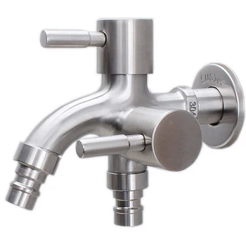 

Creative Stainless Steel Wall-in Faucet 1 in 2 out Multifunctional Water Tap 304 Steel Bathroom & Kitchen Bibcocks