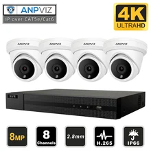 Anpviz 8CH H.265+ NVR 8MP ИК наружная/Внутренняя безопасность POE IP револьверная камера система видеонаблюдения комплект ip-камера видеонаблюдения NVR комплект
