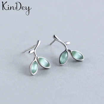 

Kindey Luxury Silver Color Opal Leaf Earrings For Women Hot Fashion Bridal Wedding Earrings Brinco Bijoux