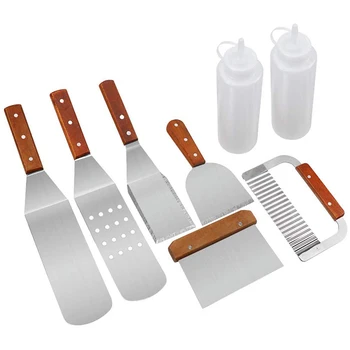 

Grill Spatula Stainless Steel Grillware - 8 pieces High Performance Stainless Steel Spatula Set Professional Grill spatula, Suit