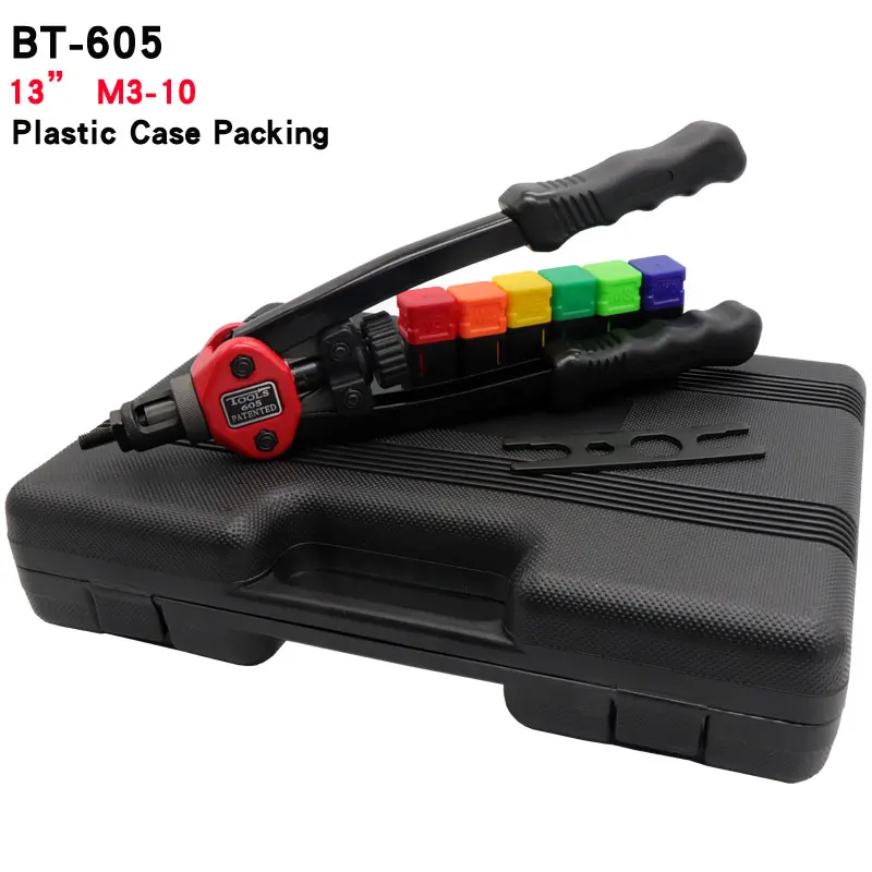 

HIFESON BT-605 13" Nut Riveter Guns with 60 pcs Nuts Double Hand Manual Riveter Hand Riveting Tool M3/M4/M5/M6/M8/M10 Toolbox