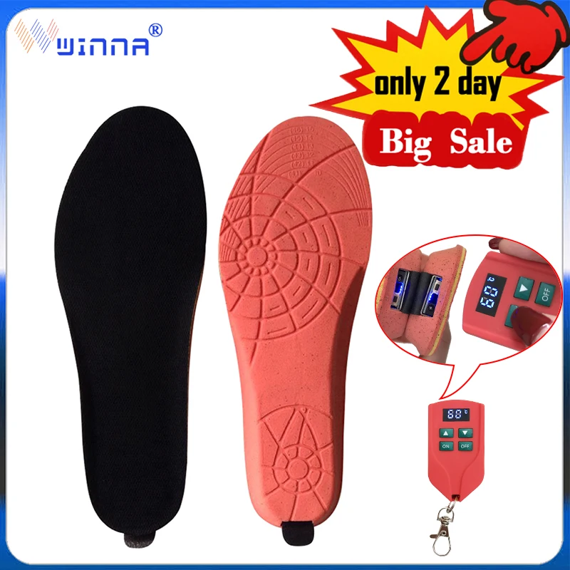 Cheap New 2000mAh Heating Insoles with LED Remote Control Men Women Sport EVA Shoes Pads Outdoor Skiing Heated Insoles EUR 35 46 Size