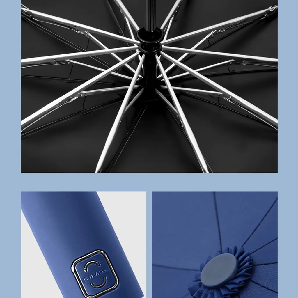 3 складной зонт Усовершенствованный дизайн автоматический зонт обратный складной бизнес зонтик со светоотражающими полосками волоконный стержень сплав