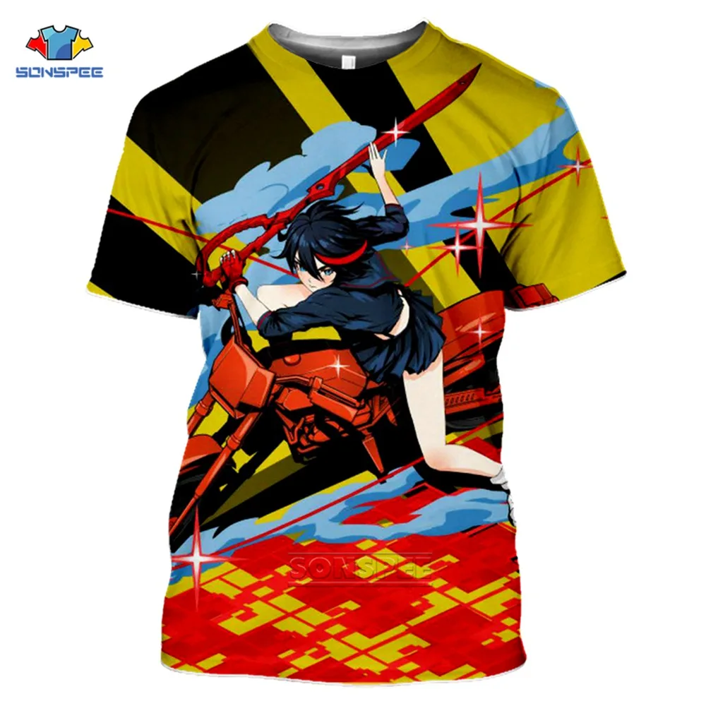 

SONSPEE Summer Anime 3d Print Game Shirts Streetwear Women Top Cartoon Kill La Kill T-Shirts Fashion Harajuku Shirt Homme Tshirt
