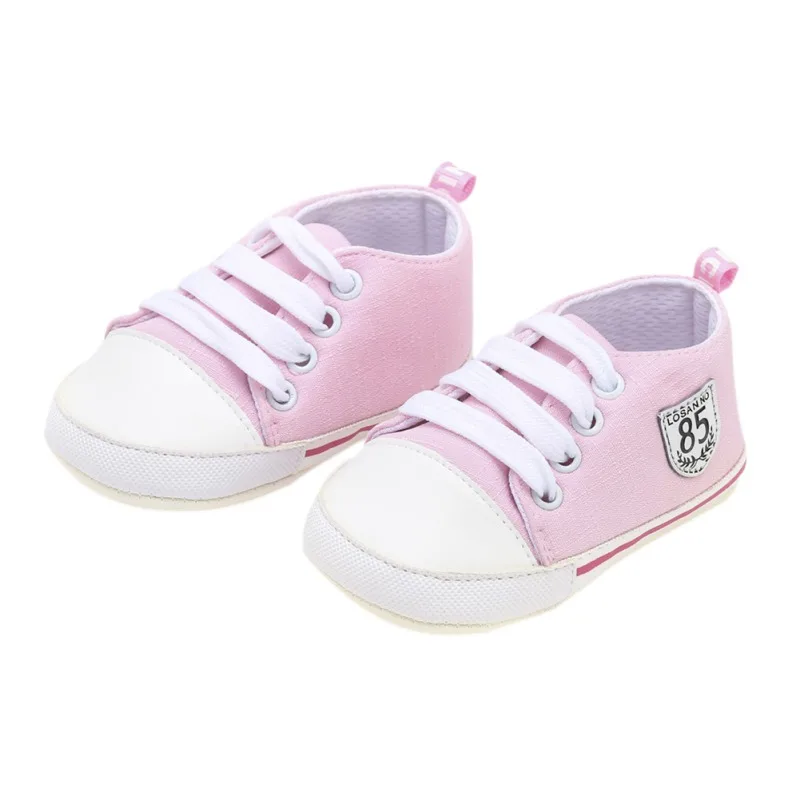 JM0190P Newborn Canvas Sports Sneakers Baby Boys Girls First Walkers Shoes Infant Toddler Soft Sole Anti-slip Baby Shoes - Цвет: JM0190P