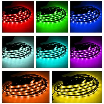 

RGB 48 LED Strip Under Car Tube Underglow Body System Neon Light Kit Remote 7 Color RGB LED Car Interior Under Dash Lighting Kit