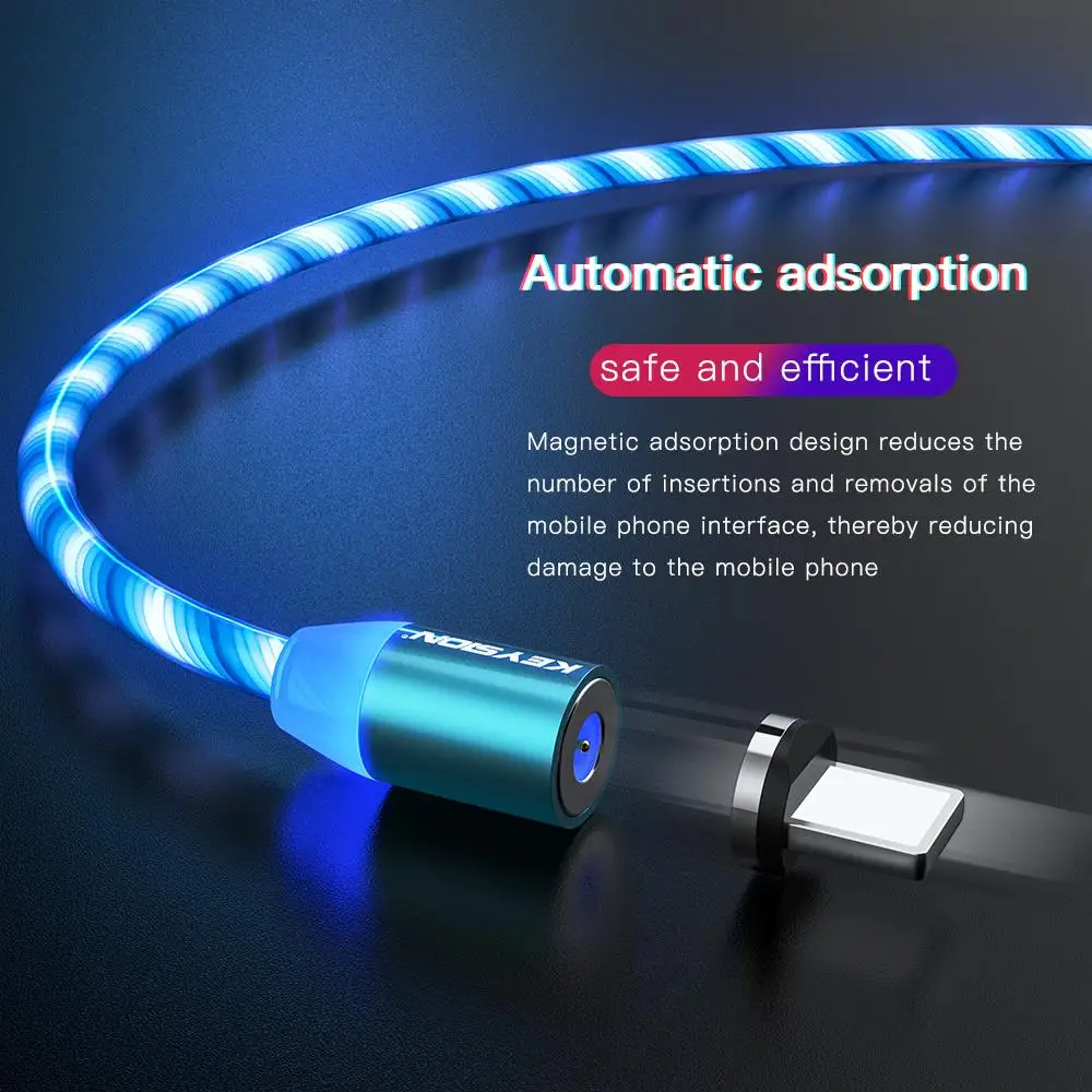 KEYSION Магнитный кабель течёт светильник светодиодный Micro USB для samsung type c Зарядка