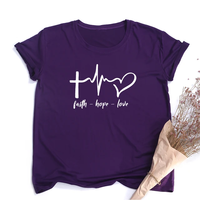 Faith Hope Love Print Summer T Shirt for Women Tee Shirts Female Harajuku Tops Streetwear Graphic Tees Women Jesus Christian 5