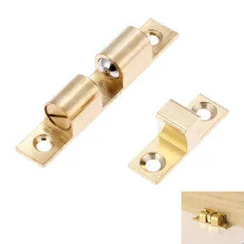 Billig 1Pc 70x12mm Messing Doppel Ball Fangen Schrank Tür Latch Alle Kupfer Touch Perlen Schloss Tür Frühling Clip Schrank Tür Fänge