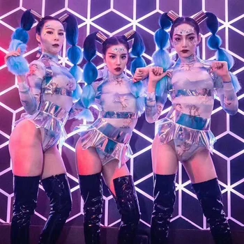 

Festival Outfit Jazz Costumes Women Singer Dj Ds Long Sleeve Sexy Bodysuit Stage Party Wear Pole Performace Clothes DT1994