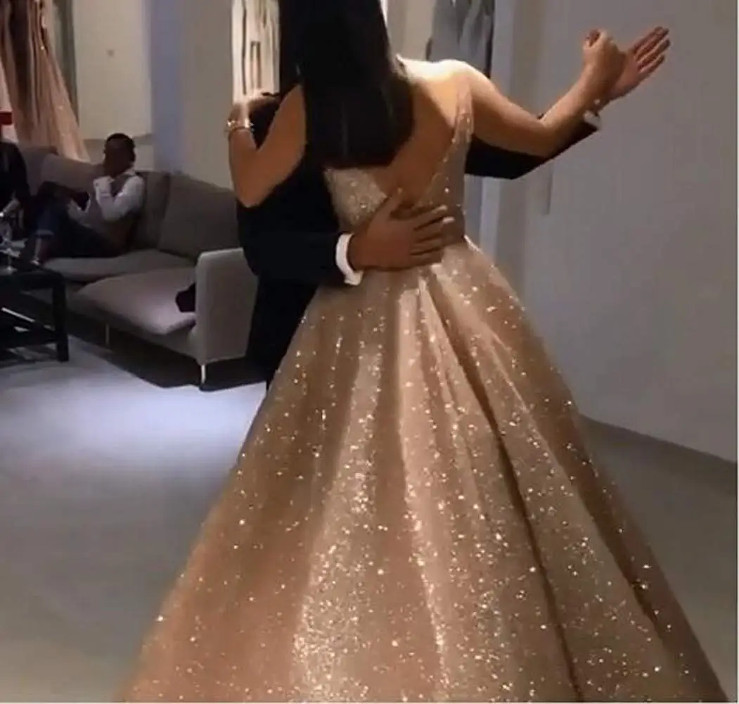 Vestido de noche con lentejuelas doradas brillantes, ropa de fiesta con Espalda descubierta, cuello en V, Burdeos brillante, para baile de graduación, 2023