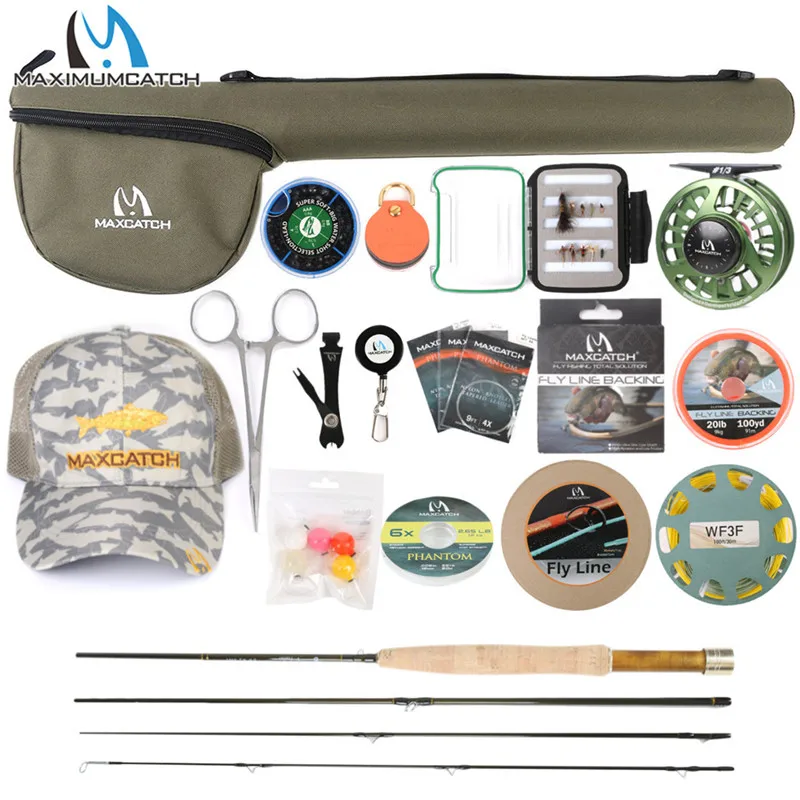 fly rod kit combo Maximumcatch 6ft-7.6ft 1/2/3 WT Fly комплект рыболовной удочки комбо Небольшой Поток крик Удочка с катушки и Fly Line& опорной линии и мух - Цвет: fly rod kit combo