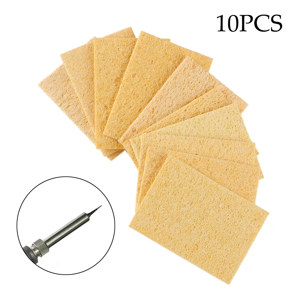 10PCS Yellow Electric Welding Soldering Iron Cleaning Sponge Pads