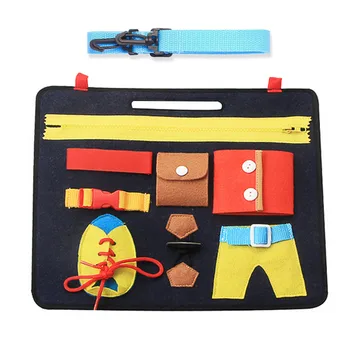 

Toddler Busy Board Shoulder Bag Design 8 in 1 Learn to Dress Montessori Early Education Activity Toys for Develop Basic Skills