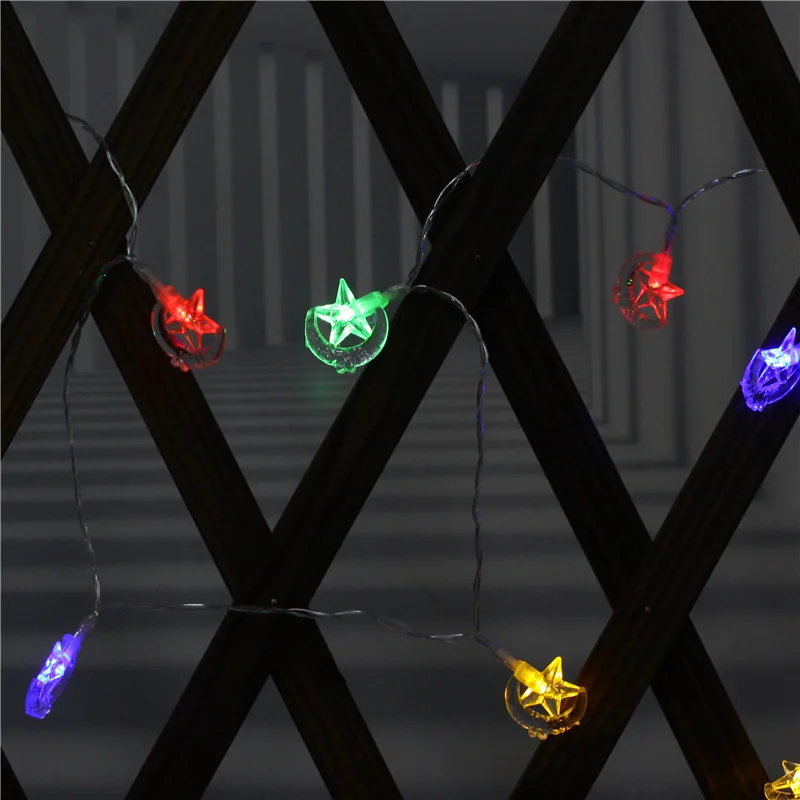 

Lighting Chain Smiley Moon And Stars Lighting Chain Star Moon Lighting Chain Courtyard Decoration Christmas Lights LED Battery L