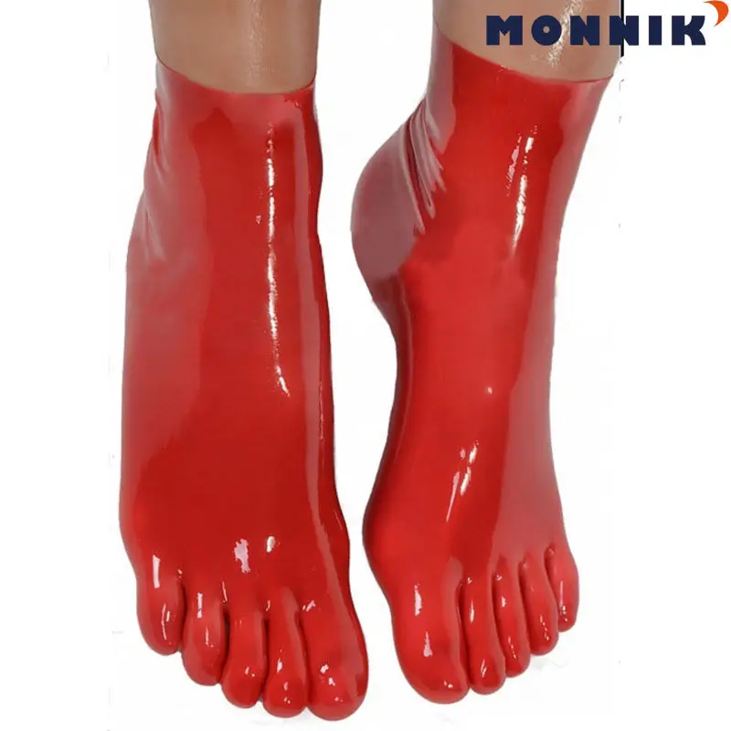 

MONNIK latexsexy lingerie Sexy Red Latex Rubber Toe Socks Unisex Hosiery Socks