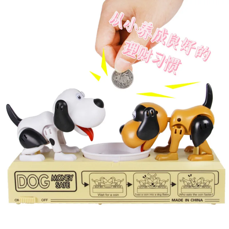 

Creative Money Dog Money Saving Box Coin Bank Double Dog Electric Cartoon tou qian gou Miser Greedy Money Dogs Box Savings Bank