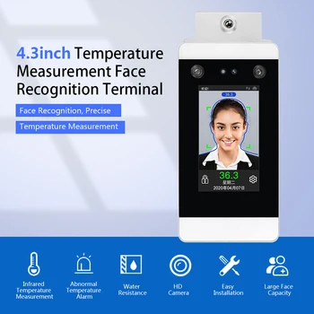 

DT20W Attendance Machine Touch Screen HD Camera 4.3inch Infrared Temperature Measurement Face Dynamic Recognition Password