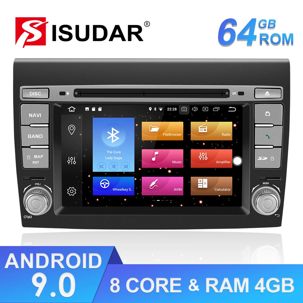 

Isudar ROM 64GB 2 Din Android 9 Auto Radio For Fiat/Bravo 2007-2012 Car GPS Multimedia Player Octa Core RAM 4GB DSP DVR Camera