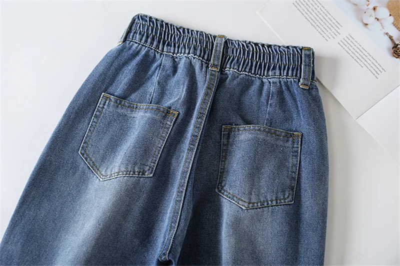 OMIKRON Plus Size Women High Waist Boyfriend Jeans for Women Mom Jeans Dropshipping New Cotton Blue Denim Pant Harem Pants