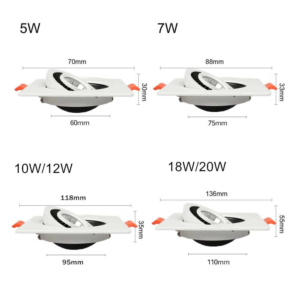 ângulo rotatable conduziu downlight recessed conduziu luz do ponto do teto luz do alojamento