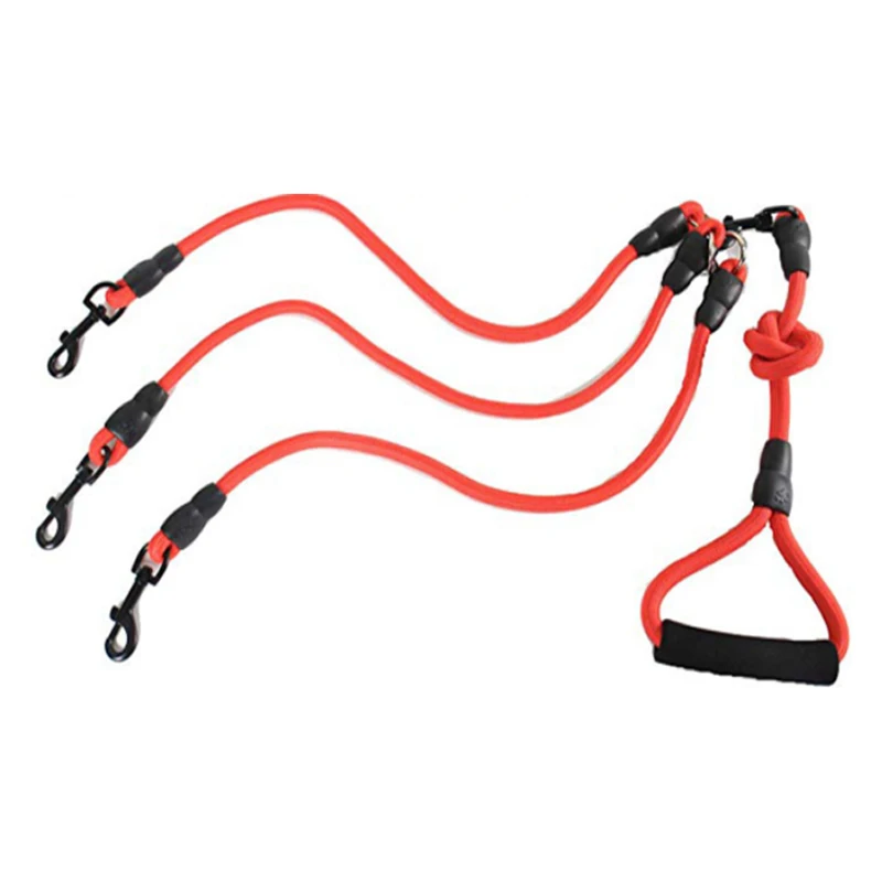 

Dog leash Two Three four dogs Leash Nylon Detachable Pet Lead foam handle 1 leash for 2 or 3 or 4 Dogs round dog Traction Rope