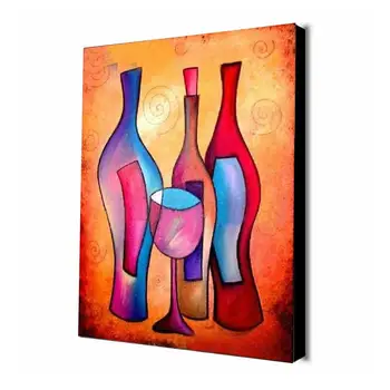 

Hand Painted Abstract Wall Art Painting Wine Bottle Oil Painting For Dinning Room and Kitchen Decoration