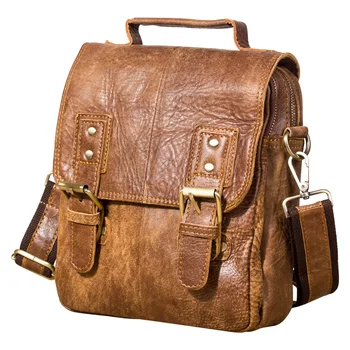 

NEWEEKEND Retro Genuine Leather Cowhide Crazy Horse Shoulder Messenger Bag Crossbody iPad Briefcase Portfolio Sling Handbag 8011