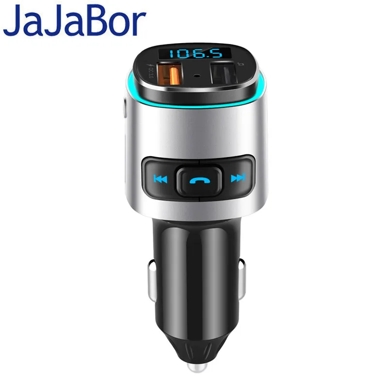 Jajabor Bluetooth автомобильный комплект громкой связи fm-передатчик Автомобильный MP3-плеер QC3.0 автомобильное зарядное устройство для телефона Поддержка TF карта Воспроизведение u-диска