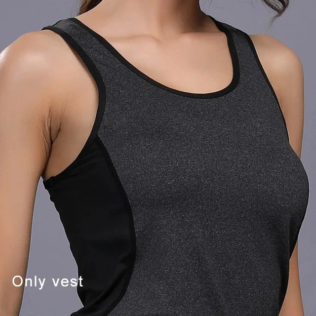 Only Vest Новинка, Женский комплект для занятий йогой, без рукавов, для бега, фитнеса, спортивный жилет+ штаны, Леггинсы для йоги, одежда для спортзала, спортивный костюм для бега - Цвет: Only Vest