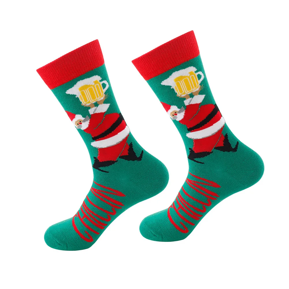 Подарок для мужчин и женщин; теплые спортивные носки до середины икры с рисунком из мультфильма; хлопковые удобные носки без пятки; Сезон Зима; рождественские дышащие эластичные Повседневные носки