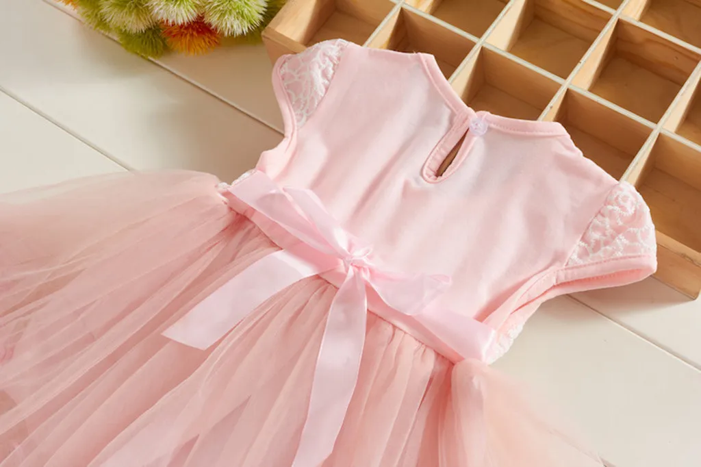 Платья принцессы из тюля с цветочным рисунком и рюшами для маленьких девочек