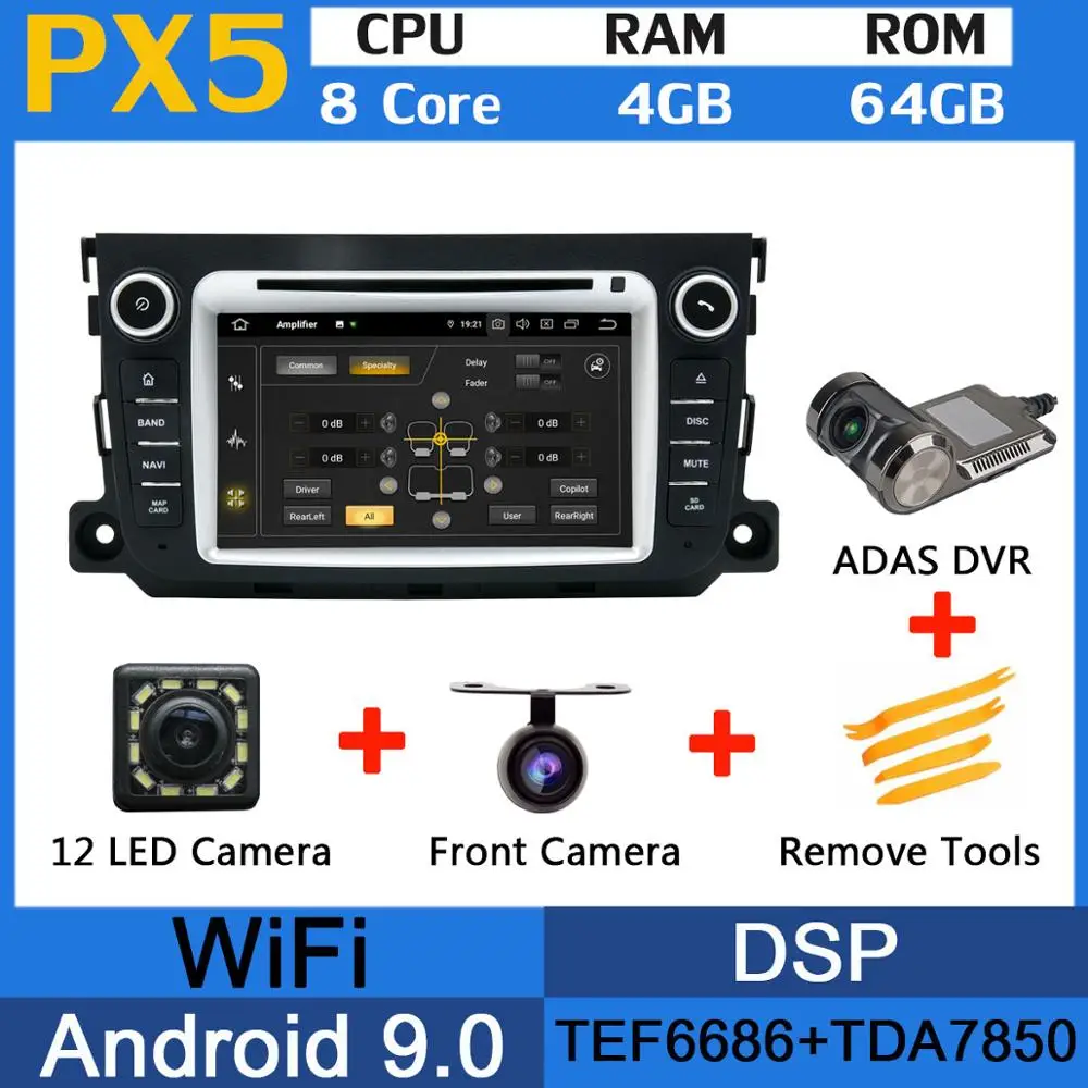 5 USB порт PX6/Восьмиядерный 4 Гб ОЗУ Android 9,0 автомобильный dvd-плеер для Mercedes Benz Smart Fortwo 2011 2012 2013 Автомобильный gps Радио DSP - Цвет: PX5-Adas