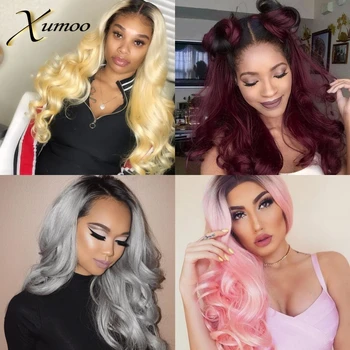 

XUMOO Cheap Synthetic Lace Front Wig Heat Resistant Synthetic Body Wave Lace Front Wig With Baby Hair Wigs For Black Women