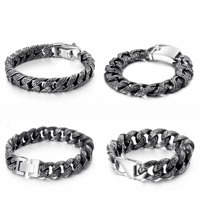 12/13/18 мм тяжелый Для мужчин велосипед байкер браслеты из нержавеющей стали, ювелирные изделия, Винтаж 316L Нержавеющая сталь кубинский браслет тотем Шарм браслет мужской