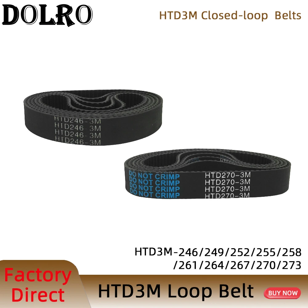 Arc HTD 3M Timing belt C=246 249 252 255 258 261 264 267 270 273 width 6/9/10/12/15/20mm Rubbe Closed Loop Synchronous pitch 3mm |