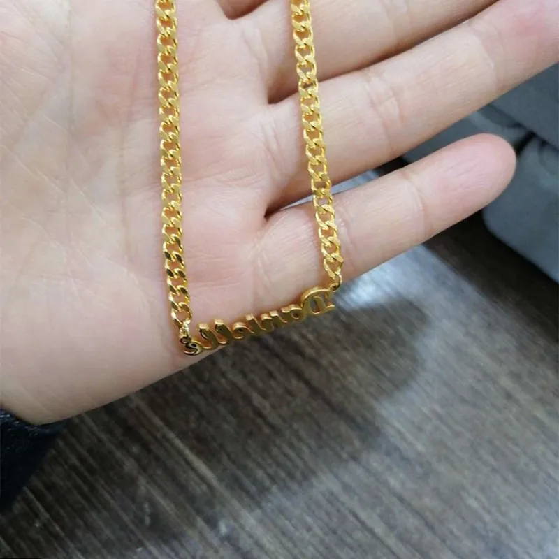 Hip Hop Jewelry Cuban Chain Customized Nameplate Necklaces Punk Gold Tone gifts under 15 pounds 9 1577931750701