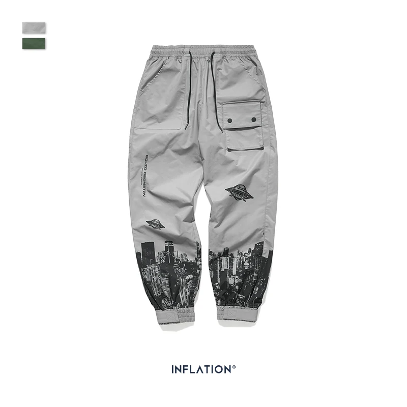 Модные спортивные штаны с цифровым принтом для мужчин FW уличная одежда с завязками для бега Харадзюку Свободные Мужские Брюки с карманами 93444W - Цвет: Grey