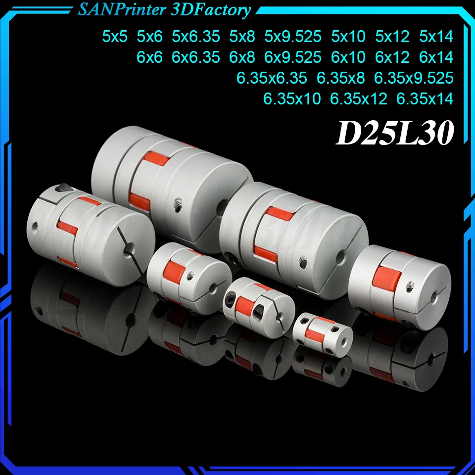 

D25L30 BW Coupler Aluminium Plum Flexible Shaft Coupling Motor Connector CNC Flexible Couplings 5/6/6.35/8/10/12mm