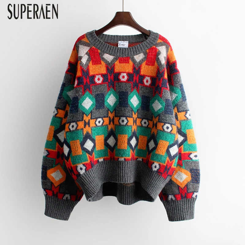 SuperAen, корейский стиль, новинка, пуловер, свитер для женщин,, осень и зима, женские свитера, Круглый ворот, модные топы для женщин