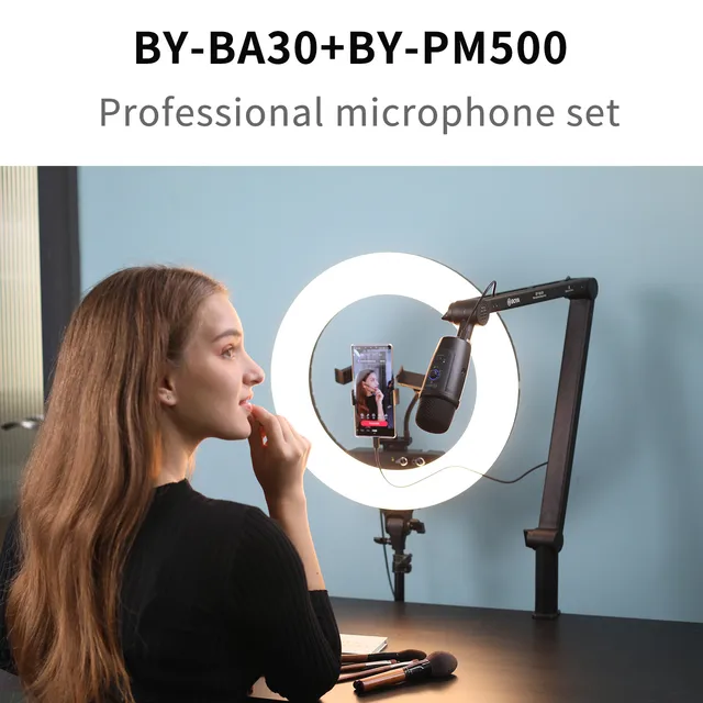 Boya By-ba30 Micro Boom Bras Bras Microphone Stand Berk Monter Clamp Shape  With 5 / Adaptateur 8 , Support de Micro à Boom